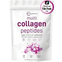 Multi Collagen Protein Powder, 1 Pounds – Type I,II,III,V,X With Biotin 10000mcg, Hyaluronic Acid, Vitamin C – Unflavored Collagen Peptides – Keto & Paleo Friendly, Easy Dissolve, Non-GMO - 1 Pack - 查看 9