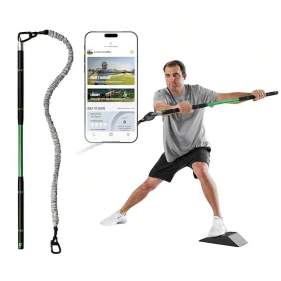 Swing Trainer Plus Golf Fitness and Training System for Strength Flexibility and Swing Power Includes 1-Year Membership and Premium Training Bar for Golf-Specific Workouts - como en la foto - Ver 1