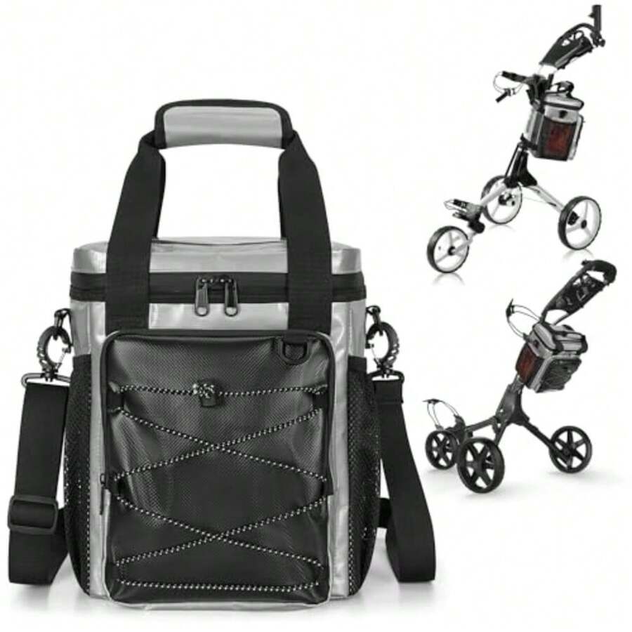 Insulated Golf Cart Cooler 12-Can Leakproof Soft Cooler Bag Suitable for Golf Push Cart - plata - Ver 1