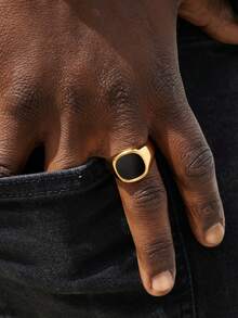一枚时尚、霸气、简约的男士油滴戒指，个性化欧美复古时尚首饰，适合日常佩戴，也可作为礼物送给朋友。 - 滴油戒指 - 查看 4