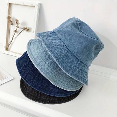 Lightweight Denim Bucket Hat, Stylish Multifunctional Bucket Hat, Breathable Polyester, Sun Protection Hat For Outdoor Activities, Casual Wear | Stylish Bucket Hat | Lightweight Hat