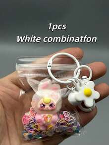 1pc Latest KEYCEO Bunny Doll Series PVC Decorative Collectible Doll, Featuring Exquisite Sakura-Shaped Keychain, Transparent Protective Pouch, And Glitter Accent Design, Portable And Suitable As New Year, Thanksgiving, Christmas, Or Other Holiday Limited Edition Gift, Party Favor, Or Gathering Giveaway - Multicolor - View 16