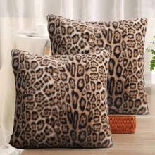 1/2Pcs Retro Leopard Print Pillow Covers, Peach Skin Velvet Single-Side Printed, 18*18 Inch Polyester Pillowcases For Home & Festival Decor (Insert Not Included) - 彩色 - 查看 6