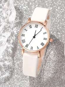 1pc/Set Women's Watch Casual Round Pointer Quartz Watch Set Gift For Mom Her - Black - View 2