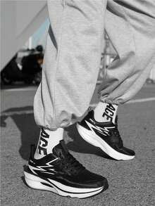 Campus Popcorn Sole Casual Sports Shoes, Outdoor Sports Running Shoes, Basketball Shoes, Breathable & Comfortable, Lightweight (Tongue With/Without Letters Randomly, Asymmetrical Sole Pattern, Random Delivery) - Black - View 5