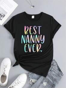 Camiseta Y2K "Mejor Niñera del Mundo" - Diseño colorido y moderno que resalta tu estilo único. Ideal para expresar tu amor por la familia de una manera divertida. ¡No te pierdas esta pieza única en tu guardarropa! Perfecta para cualquier ocasión. - Negro - Ver 1