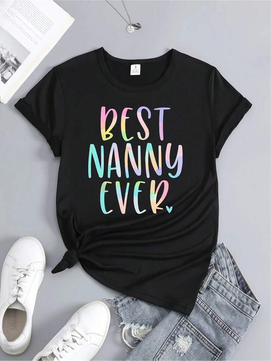 Camiseta Y2K "Mejor Niñera del Mundo" - Diseño colorido y moderno que resalta tu estilo único. Ideal para expresar tu amor por la familia de una manera divertida. ¡No te pierdas esta pieza única en tu guardarropa! Perfecta para cualquier ocasión. - Negro - Ver 1