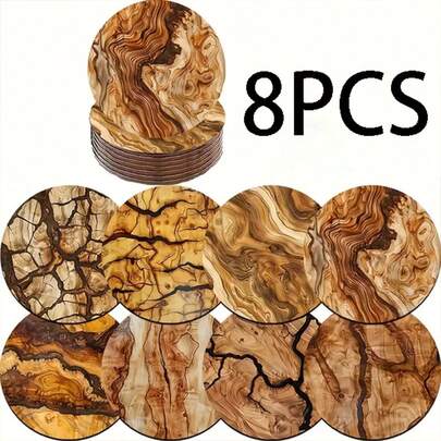 8/80 pezzi Set di sottobicchieri vintage effetto legno invecchiato e screpolato, adatto per patio, cucina, soggiorno, riunioni domestiche, decorazione tavolo da pranzo, regalo per amici e famiglia, adatto per San Valentino, matrimonio, compleanno, festa, accessori per la decorazione della casa