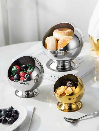 yeefeeco 1 Bát tráng miệng, bát đựng nước sốt, bát đựng nguyên liệu hình bán cầu nhỏ bằng thép không gỉ, bát đựng salad có đế, thích hợp sử dụng tại nhà/nhà hàng/cửa hàng trong tháng Ramadan và lễ Eid Al Adha.