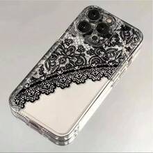 1个蕾丝图案透明手机壳，兼容苹果17、16、15、14、13、12、11 Pro Max、Air 16e、13、12 Mini、X、Xr、Xs、8、7 Plus，保护套 - 無色 - 查看 1