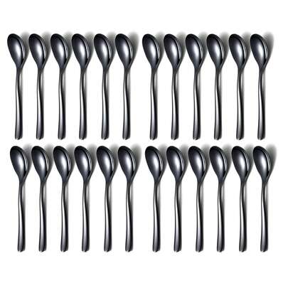 6/24件套不锈钢甜点勺，5.9英寸，多种颜色可选，适用于餐厅、学校、甜品店、户外活动、聚会、派对，易于清洁，可用洗碗机清洗。