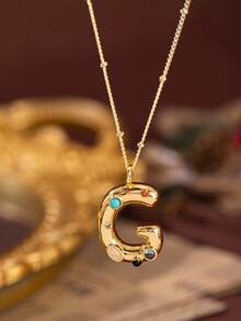 1pc Stylish And Simple Women's Necklace With 26 Letter Pendant (A-Z Capital Letters). Suitable For Everyday Wear, Unisex, And As A Gift For Friends. - Multicolor - View 8
