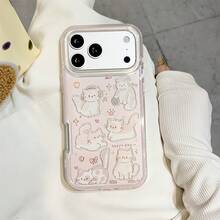 A Hand-Drawn Pastel Cat Collage Phone Case, Pink Border Slim Shockproof Protective Cover Compatible With IPhone 17/17 Air/17 Pro/17 Pro Max/16/7/8/11/12/13/14/15/X/XR/Xs/Plus/Pro/Pro Max/SE2 - pink[0] - View 7