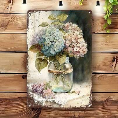 Vintage Lilac Art Decor Metal Sign - Waterproof Wall Hanging, Suitable For Home, Garden, Farmhouse - Multipurpose Retro Tin Sign, Ideal For Kitchen, Cafe, Bar, For Man Cave, Bathroom, Bedroom - Charming Floral Theme Decoration Gift 8.0x12.0inch Set