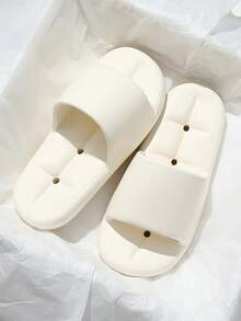 透气镂空浴室拖鞋，EVA材质柔软速干淋浴地板拖鞋，男女通用，夏季款 - 米色 - 查看 3