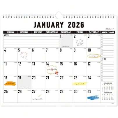 2026 Wall Calendar - 2026 Calendar, 15" X 11.5" January.2026 - December.2026, 2026 Wall Calendar 12 Month, Win-Wire Binding + Hanging Hook + Thick Paper + Julian Dates - Classic