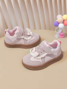 1 đôi giày thể thao cho bé gái với nơ và ren hoa dễ thương, giày sneaker nhẹ, phối màu mềm mại, giày tập đi cho trẻ nhỏ, phù hợp mọi mùa. - Hồng - Xem 6