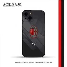 [Expédition locale 24h] Étui pour téléphone Galaxy Apple 22-25 Football Apple Sensation haut de gamme AC Milan Nouveau 14 15 17 Pro 16 Accessoires - Noir - Voir 1