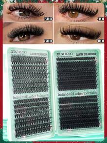 640/576/384 piezas Racimos de pestañas individuales estilo D Curl, esponjosas, de 30D-200D, 10-18mm. Kit de extensión de pestañas individuales extra gruesas, de volumen dramático, ultra suaves y súper ligeras, reutilizables, para uso personal en casa, Halloween, cosplay y vida diaria. - DD - Ver 9