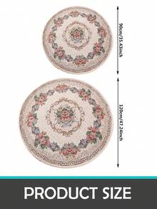 1pc Jacquard Woven Round Area Rug, European Farmhouse Style Home Decor Carpet, Suitable For Room, Bedroom, Bedside, Table & Chair, Machine-Woven Pattern, No Odor, Medium Thickness, Suitable For All Seasons, Easy To Fold And Store, Convenient To Clean - Multicolor - View 10
