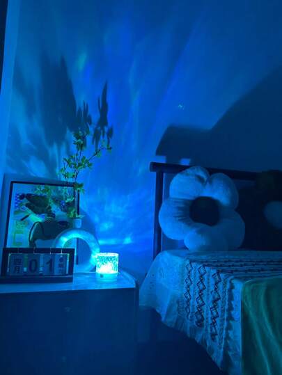 1pc 16 Color Flame Effect Water Wave USB Night Light, Touch & Remote Control, Glass Art Decorative Lamp, Suitable For Bedroom, Christmas Party, Camping, Wedding, Holiday Party, Valentine's Day Gift, Home Decor | Fantasy Theme Decor | USB Powered Projector