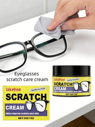 jakehoe Eyeglass Scratch Repair Cream - Eyeglass Scratch Cleaning And Restoration Care Suitable For Multiple Lens Types, Deeply Repairs Scratches And Abrasions, Cleans And Restores Clarity, Eyeglass Lens Scratch Repair Solution