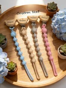 Personalized Silicone Pacifier Clip With Teddy Bear Design, Anti-Lost Chain, Ideal Gift For Baby Christening - Multicolor - View 3