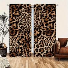 2片豹纹窗帘，适合客厅和卧室的现代风格窗帘 - 彩色 - 查看 2