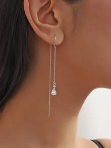 1 Pair Minimalist Elegant Teardrop Shaped Sparkling Cubic Zirconia Earrings, Suitable For Daily Wear, Evening Party, Birthday, Graduation Ceremony, Gift - Multicolor - View 1