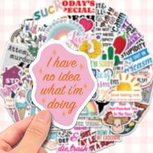 50 Humorous And Sarcastic DIY Stickers: Perfect For Journals, Guitars, Laptops, Helmets, Skateboards, Suitcases, And More - Suitable For Ages 14 And Up - No Power Required - Versatile Use - Made Of Vinyl - Humorous DIY Stickers - View 3