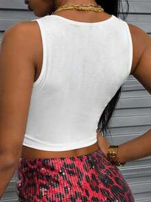 Women's Customizable Cropped Tank Top For Sports And Athleisure, Performance Training Top White - White - View 3