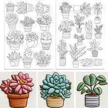 Cactus Embroidery Self-Adhesive Kit, Water-Soluble Stabilizer Embroidery Pattern Paper, Washable Stick Stitch Flower Paper - 2ST-b - View 6