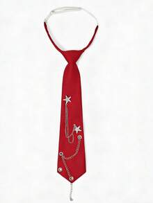 Women's Fashion Casual Star Metal Chain Tie, No Tie Required, Vacations, And Traveling - Red - View 2