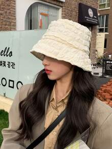 1pc Women's Cloud Bubble Texture Bucket Hat - Lightweight Breathable Sun Hat, Wide Brim Design To Flatter Face Shape, Loose Fit Comfortable Wear, Suitable To Pair With Vest And T-Shirt, Spring/Summer - Multicolor - View 1