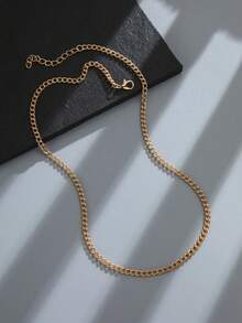 1 collar de cadena de metal simple para hombre adecuado para uso diario - Negro - Ver 10