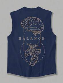 GRDR Men's Summer Printed Round Neck Casual Tank Top - Navy Blue - View 4