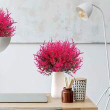 1/6/12 Peças Lavanda Artificial Flores Falsas, Plantas Artificiais de Arbusto Resistentes a UV de Plástico, Decoração de Arbusto Falso, Adequado para Jardim Externo, Varanda de Casa, Decoração Interna de Casa - Pink - Visão 4