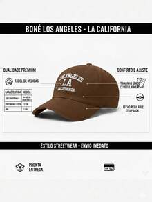 Los Angeles LA California Premium Adjustable Embroidered Unisex Curved Brim Casual Cotton Cap For Men And Women - 鏽棕色 - 查看 5