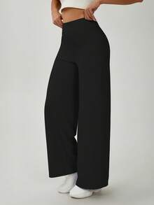 UONNOU 1pc Women's Spring/Summer Loose Fit Wide Leg Pants, Casual Sweatpants, Yoga Pants, Dance Pants, Waist Cinching, Leg Slimming, Elongating, Soft & Comfortable Nylon Fabric, Suitable For Gym, Yoga, Dance, Outdoor, Casual, Commute, Events - Black - View 6