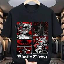 Clover Asta Yuno Anime Manga Tshirt Anime Manga  Shirt All Size (3) - 黑色 - 查看 8