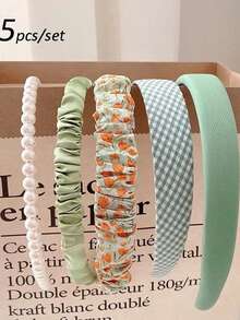 新款珍珠多功能发带，女士布艺发箍头饰套装 - 彩色 - 查看 18