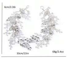 Diadema de novia estilo coreano con perlas y cristales, accesorios de cabello rústicos para novia, diadema de aleación y rhinestone para Hanfu y - Plateado - Ver 4