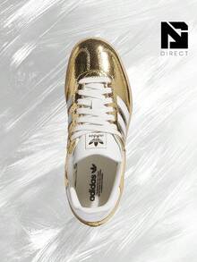 Adidas Samba OG Gold Metallic Cracked Leather (Women's)-  Women's Lifestyle Sneakers – Shoes For Woman-Vintage-Spring & Summer-Inspired Running Shoes, Shock-Absorbing Comfort, Gym To Streetwear Casual Wear-Easter Gift–KI5719 - Gold Metallic/White/Core White - 查看 4