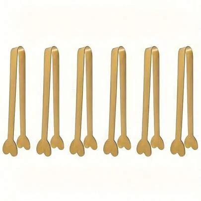 3/6pcs Luxury Gold Mini Clips, Heart-Shaped Sugar Tongs, High-Quality Stainless Steel Small Service Clips, Ice Clips, Cute Tea Party Service Clips, Heart-Shaped Service Clips, Exquisite Valentine's Day Gift, Kitchen Clips, Dishwasher , Gold, Kitchen Food Clips, Bread Clips, Baking Supplies, Stylish Serving, Decorative Clips, Premium Material, High-Quality Clips, Kitchen Accessories, Clips, Tea Lovers, Party Hosts, Suitable For Back To School, Mother's Day Gift, Summer Promotion, Party Service, Afternoon Tea Gathering