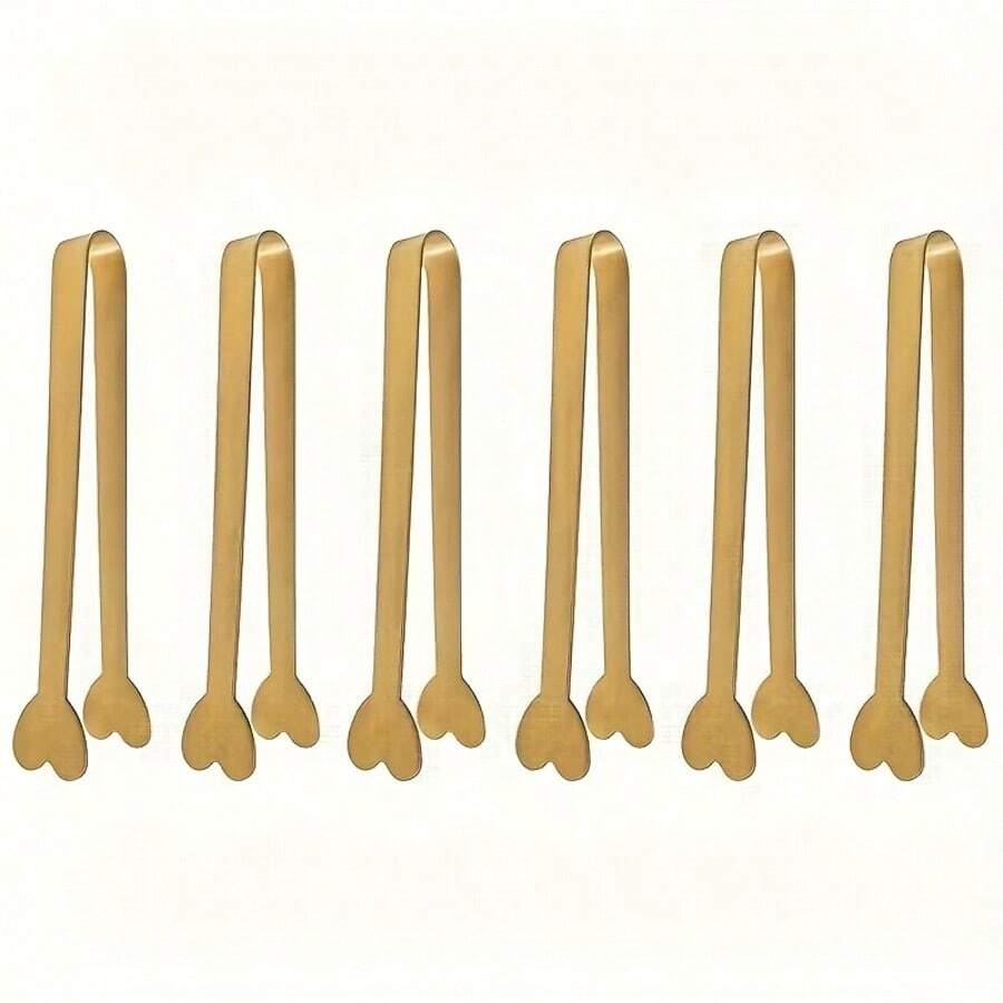 Conjunto de 3/6 mini clipes de luxo dourados, pinças de açúcar em formato de coração, clipes de serviço pequenos de aço inoxidável de alta qualidade, clipes para gelo, clipes de serviço fofos para festa de chá, clipes de serviço em formato de coração, presente requintado para o Dia dos Namorados, clipes de cozinha, próprios para lava-louças, dourados, clipes para alimentos na cozinha, clipes para pão, utensílios de confeitaria, servir com estilo, clipes decorativos, material premium, clipes de alta qualidade, acessórios de cozinha, clipes, amantes de chá, anfitriões de festas, adequados para volta às aulas, presente para o Dia das Mães, promoção de verão, serviço de festa, encontro para chá da tarde.