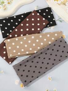 新款复古波点发带，时尚波点发饰，弹性瑜伽运动头巾时尚发带 - 彩色 - 查看 4