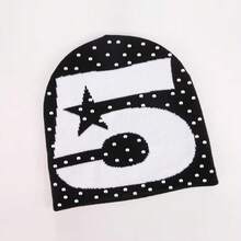 1pc Star Pattern Party Acrylic Rhinestone Letter Diamond Casual Bestselling Knit Hat - Multicolor - View 5