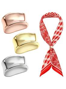 1/3 Pcs Women Silk Scarf Ring, Metal Scarf Clip With Gold/Silver/Rose Gold Rose, Silk Scarf Fashion Accessory, Stylish Fixing Buckle - Multicolor - View 1