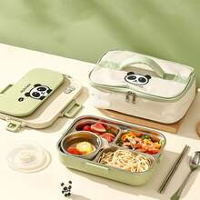 1pc 1500ml 4/5 Grids 304 Stainless Steel Lunch Box With Cute Capybara Pattern, Portable Large Capacity Bento Box With Tableware & Soup Bowl, Thermal Insulated Lunch Container, Leak-Proof Fruit Salad Food Storage Container, Dishwasher & Microwave Allowable, Suitable For Student And Adult Use In Home, School, Office, Outdoor Camping, Picnic, Travel, Back To School - Nhiều màu - Xem 1