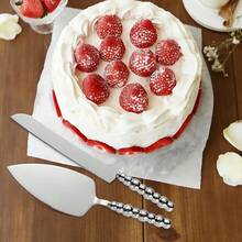 2件套不锈钢蛋糕刀和蛋糕铲套装，珍珠陶瓷手柄，优雅烘焙披萨铲工具，适用于婚礼、生日、派对等场合。 - 彩色 - 查看 9